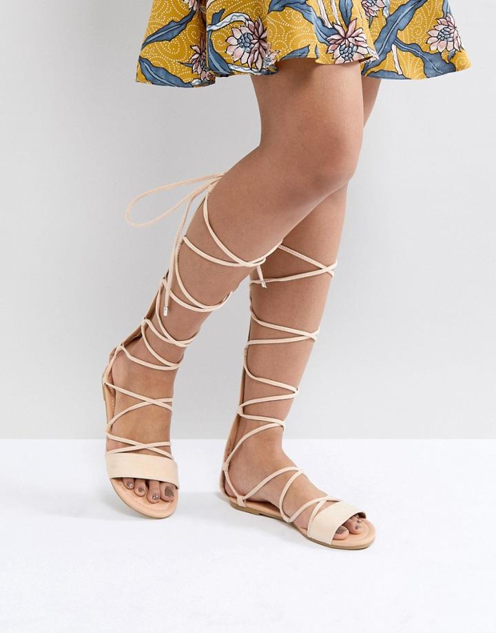 Asos Flaming Tie Leg Sandals - Tan
