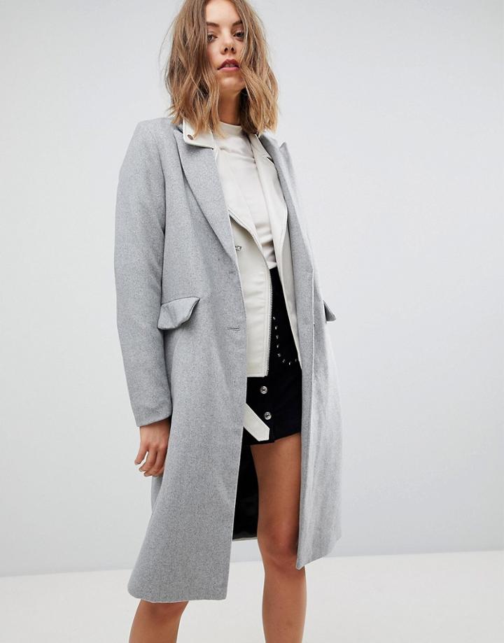 Stradivarius Longline Smart Coat - Gray