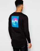 Pink Dolphin Long Sleeve T-shirt With Back Print - Black