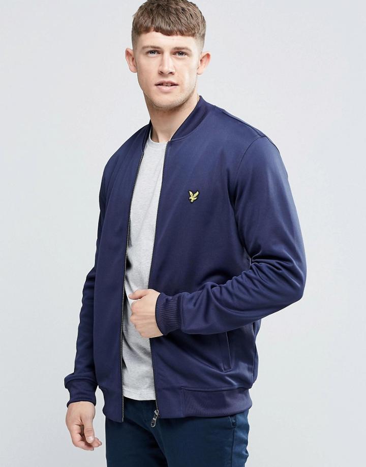 Lyle & Scott Bomber Track Top In Navy - Navy