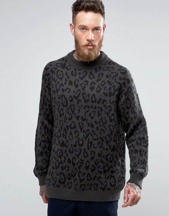 Weekday Leopold Leopard Sweater - Gray