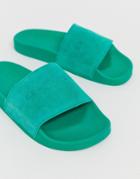 Selected Femme Suede Beach Slider Shoe-green