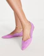Asos Design Loretta Pointed Ballet Flats In Purple Croc Mix