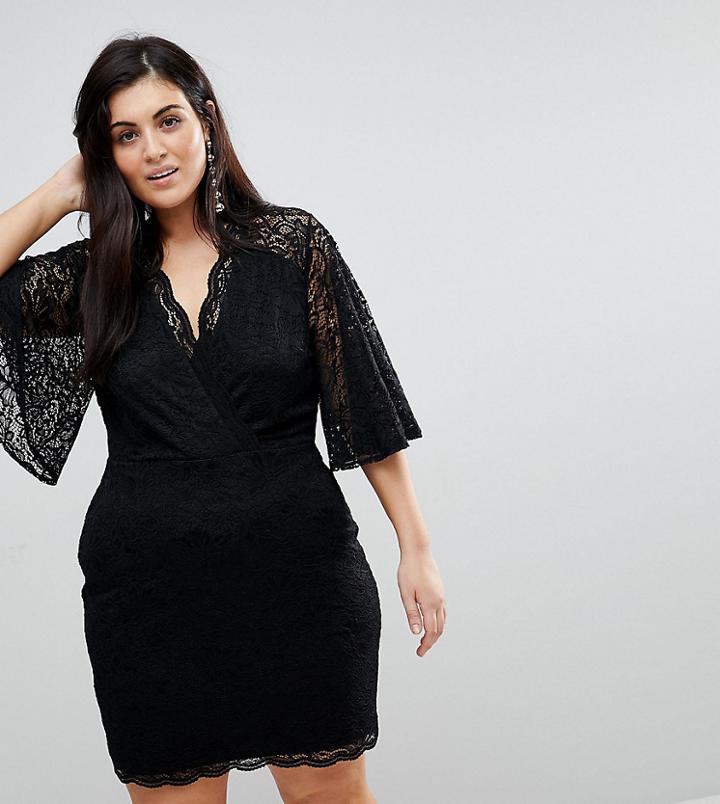 Asos Curve Cape Plunge Lace Mini Dress - Multi