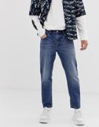 Asos Design Classic Rigid Jeans In Vintage Mid Wash Blue - Blue