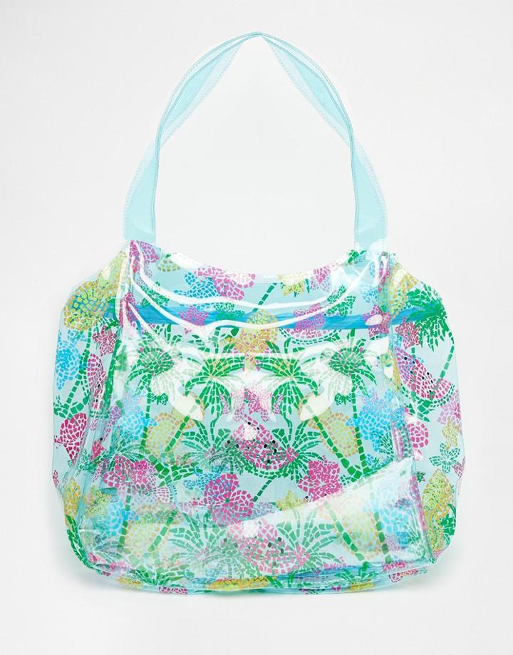 Carpisa Printed Beach Bag With Turtle Print - Blue Multi