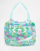 Carpisa Printed Beach Bag With Turtle Print - Blue Multi