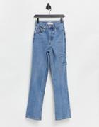 Topshop Kort Jean With Slash Rips In Bleach-blues
