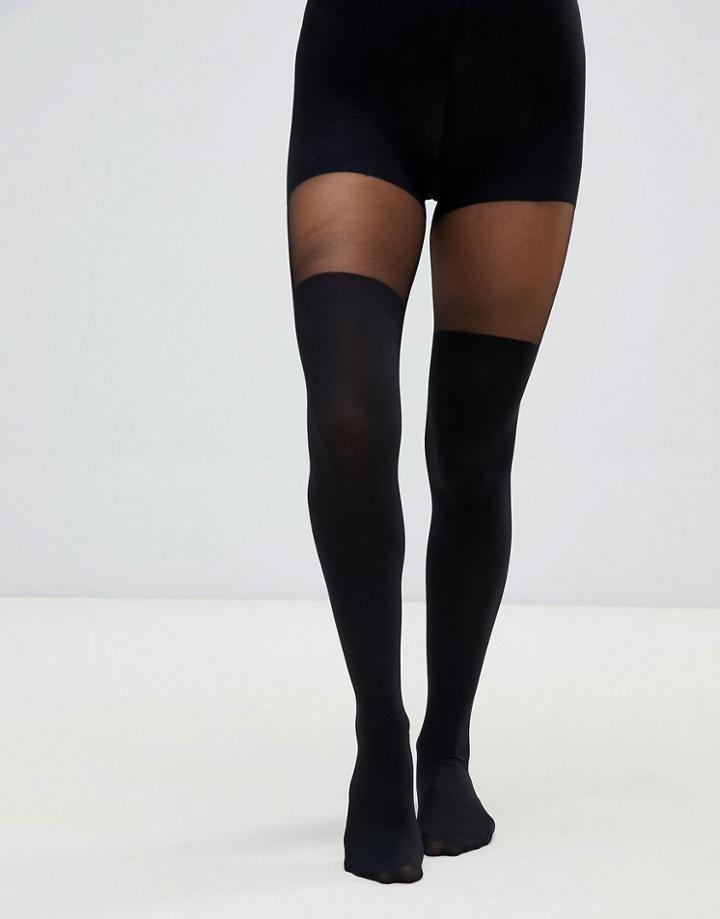 Asos Design Mock Over The Knee Tights With Bum And Tum Support In Black