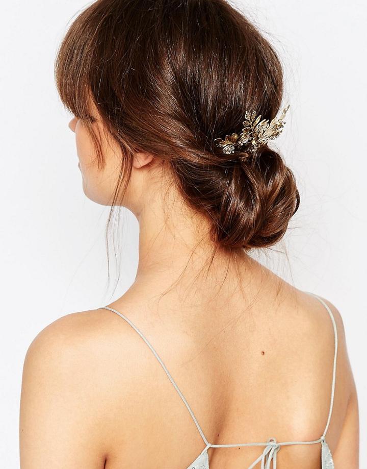 Orelia Flower & Crystal Statement Headpiece - Gold