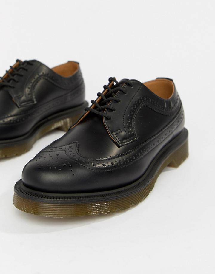 Dr Martens Vegan 3989 Black Leather Stacked Brogues - Black