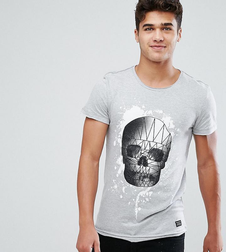 Blend Geometric Skull Print T-shirt - Gray