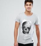Blend Geometric Skull Print T-shirt - Gray