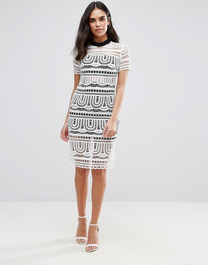 Goldie Perspective Empire Lace Dress With Lining - Cream