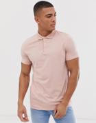 Asos Design Jersey Polo In Pink