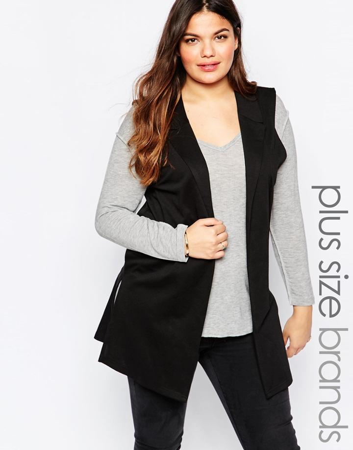 Brave Soul Plus Sleeveless Jacket - Black