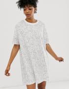 Monki Night Dress With Lady Print In White-multi