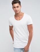 Jack & Jones Originals Longline T-shirt With Curved Hem - White