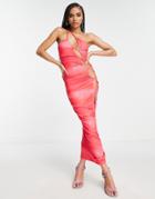 Simmi Strappy Bandeau Maxi Dress With Cut Out Detail In Pink