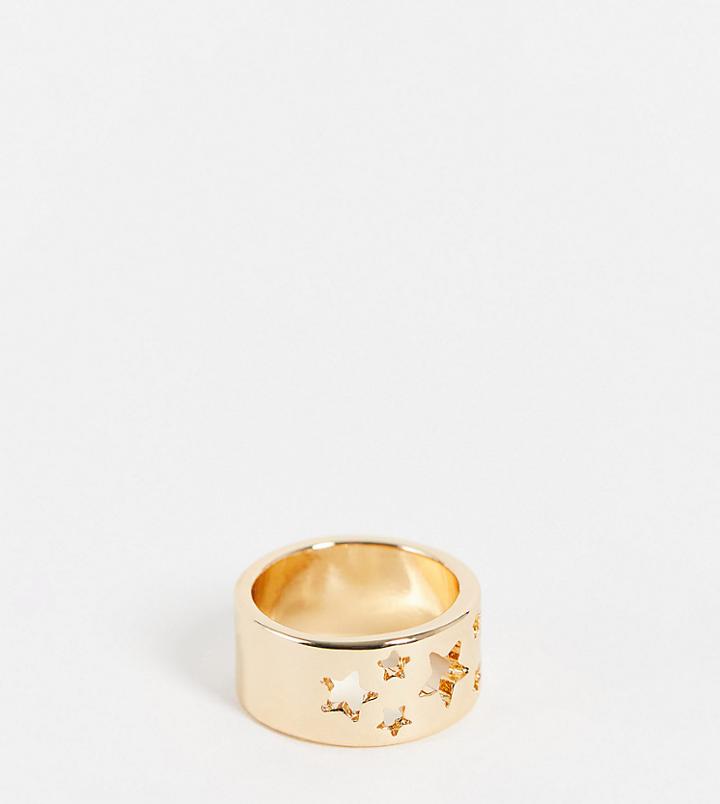Reclaimed Vintage Inspired Cut Out Stars Chunky Band Ring In Gold