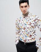 Process Black Butterfly Print Shirt - White