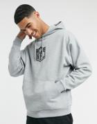 Asos Design Hoodie In Gray Heather With Nfl Chest Print-grey
