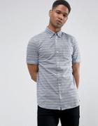 Jack & Jones Premium Slim Short Sleeve Shirt In Stripe - Navy