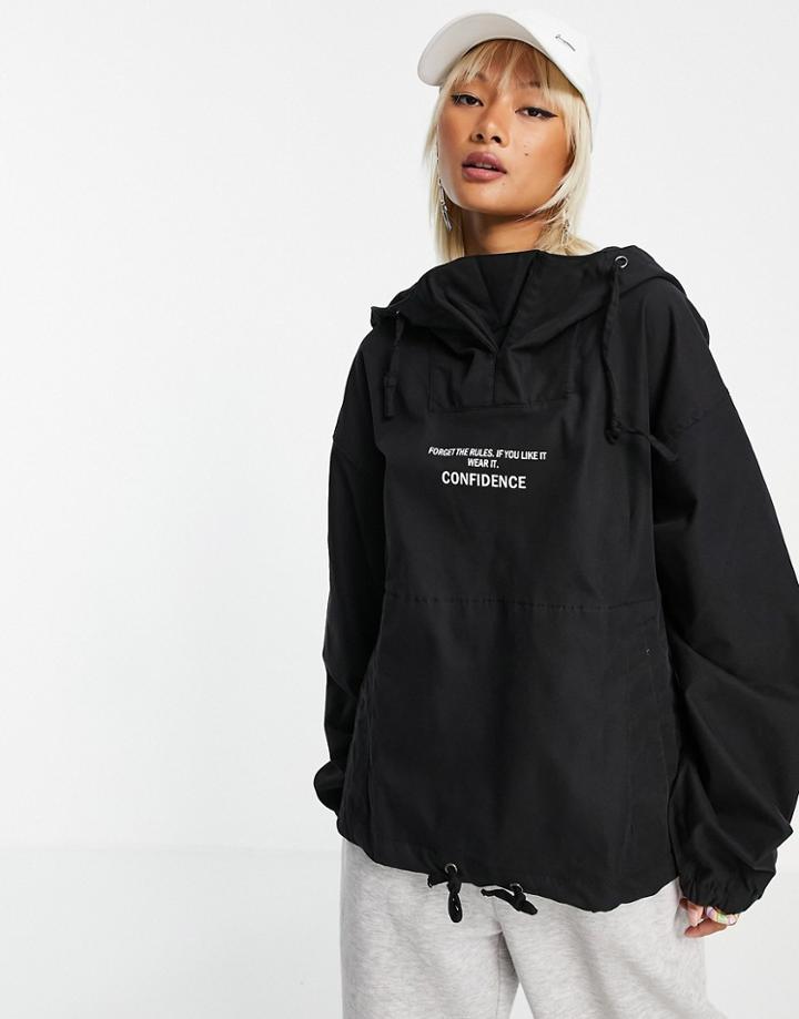 Urban Revivo Logo Hoodie In Black