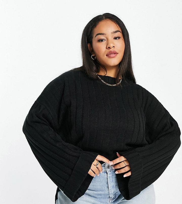 Yours Ribbed Sweater In Black