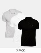 Asos Pique Muscle Polo With Embroidery 3 Pack - Multi