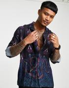 Topman Long Sleeve Shirt With Placement Snake Print In Multi