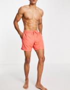 Asos Design Swim Shorts In Rust In Mid Length-red