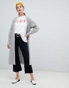 Pieces Chunky Knit Long Cardigan - Gray
