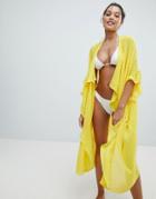 Lost Ink Dobby Spot Maxi Beach Cover Up - Yellow