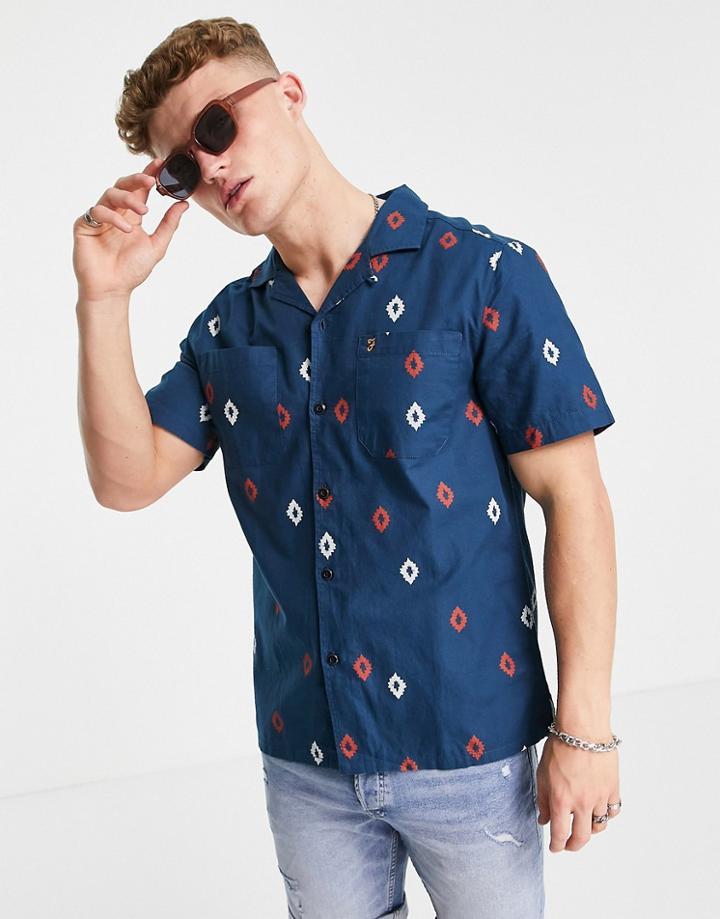 Farah Hutchins Short Sleeve Print Shirt-blues