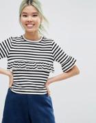 Asos Crop Top With Stripe Frill Ruffle