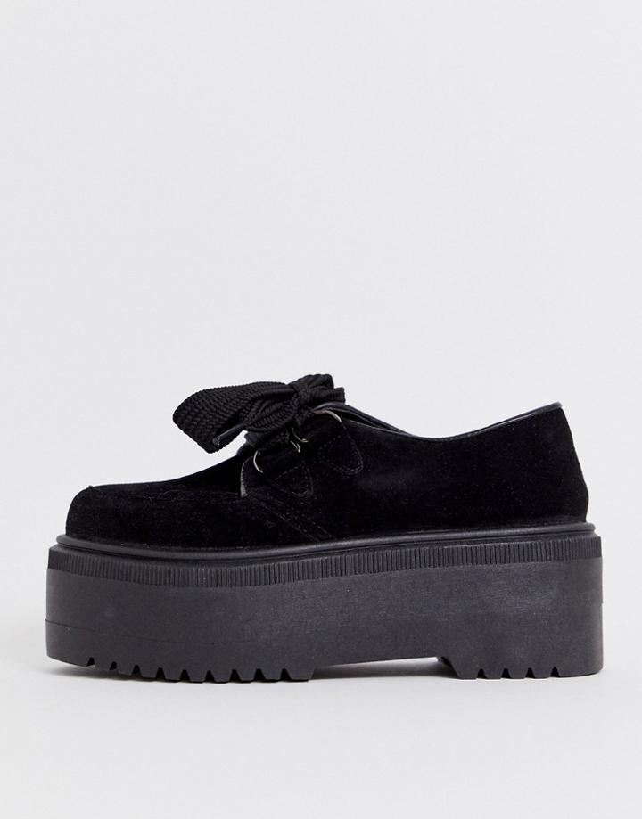 Asos Design Murray Chunky Lace Up Flat Shoes In Pink