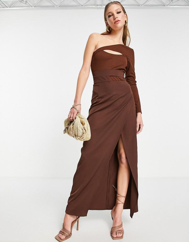 Extro & Vert Wrap Front Maxi Skirt In Brown