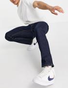 Topman Organic Cotton Blend Stretch Slim Jeans In Raw Denim-blues
