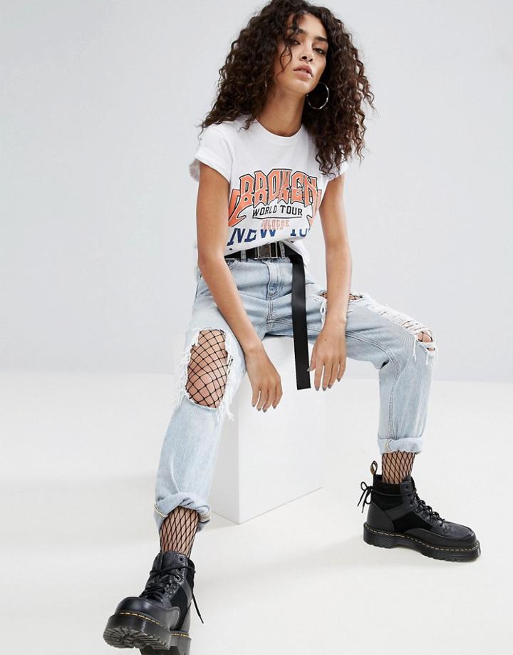 Asos T-shirt With Mix And Match Spliced Print - White