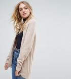 Asos Tall Chunky Knit Cardigan In Wool Mix - Beige