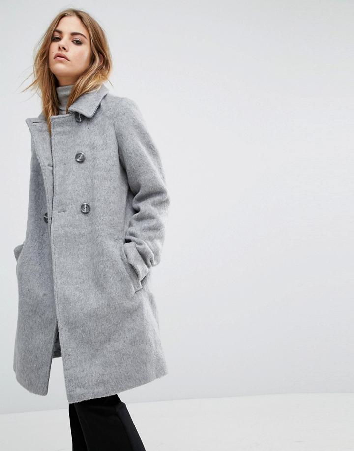 First & I Double Breasted Coat - Gray