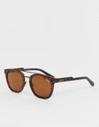 Quay Australia Coolin Double Brow Square Sunglasses In Tort - Brown