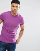 Asos Design Muscle Fit T-shirt With Roll Sleeve In Purple - Purple