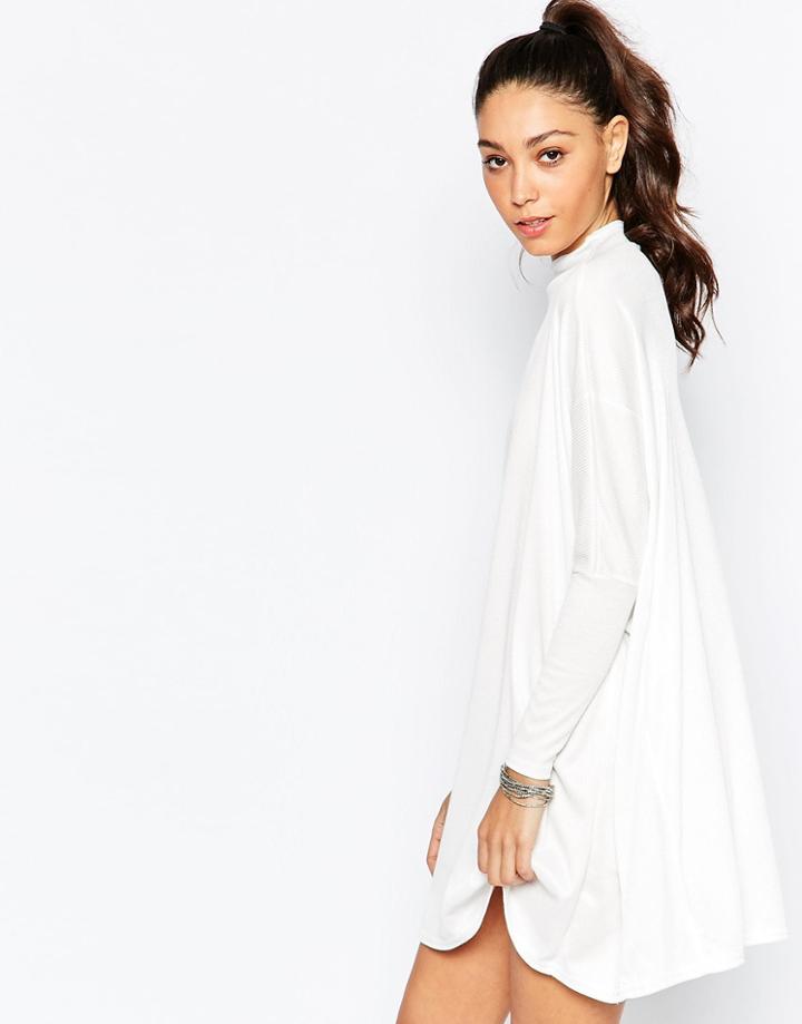 Daisy Street Oversized Cape Dress In Jersey Rib - Cream