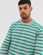 Only & Sons Long Sleeve Stripe Crew Neck Top - Gray