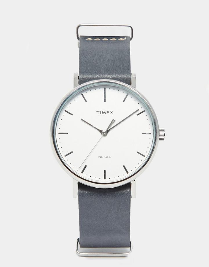 Timex Weekender Fairfield Leather Watch In Black Tw2p91300 - Black