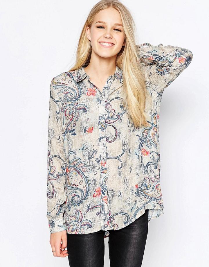 Only Radmila Oversized Printed Shirt - Pumice Stone Aop Pai