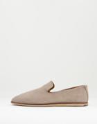 Asos Design Loafers In Gray Soft Leather