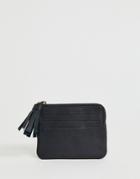 Asos Design Leather Coin Ladies' Wallet With Tassel - Black